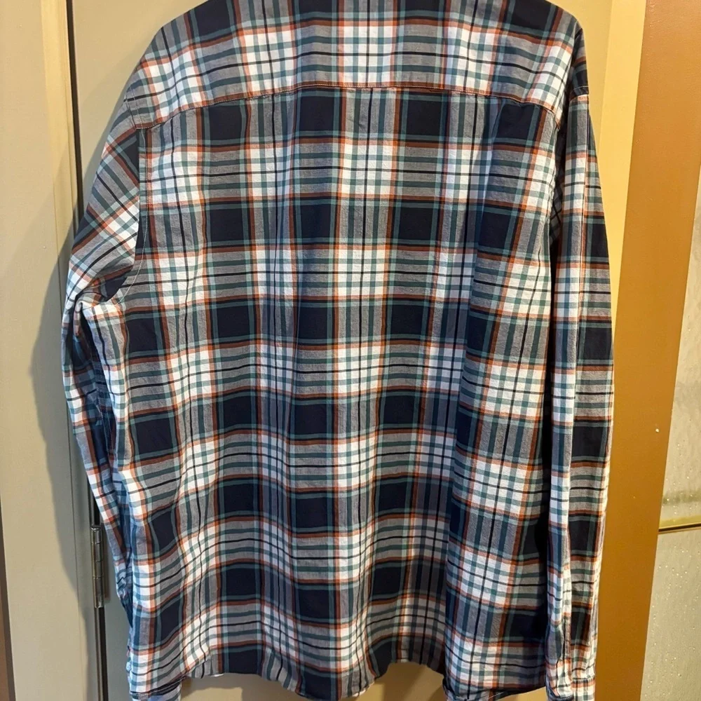 Banana Republic Navy & Rust Plaid Shirt XL
